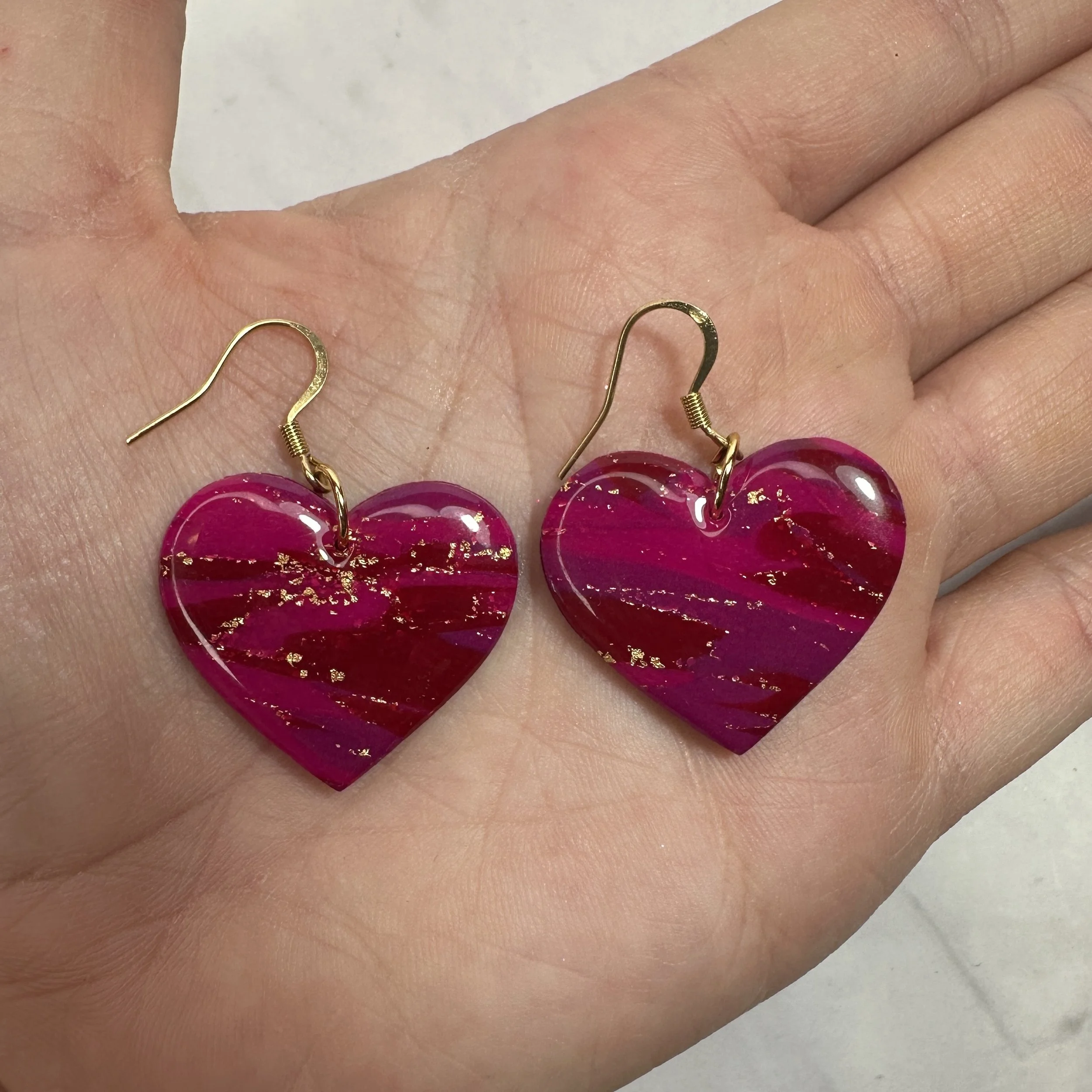Magenta Luxe Heart Dangles - Two Sizes