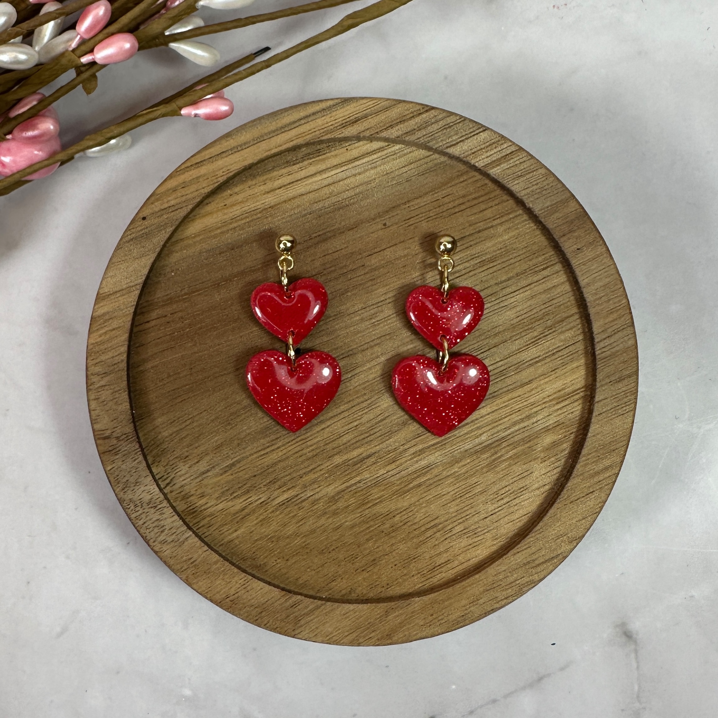 Double Heart Dangles