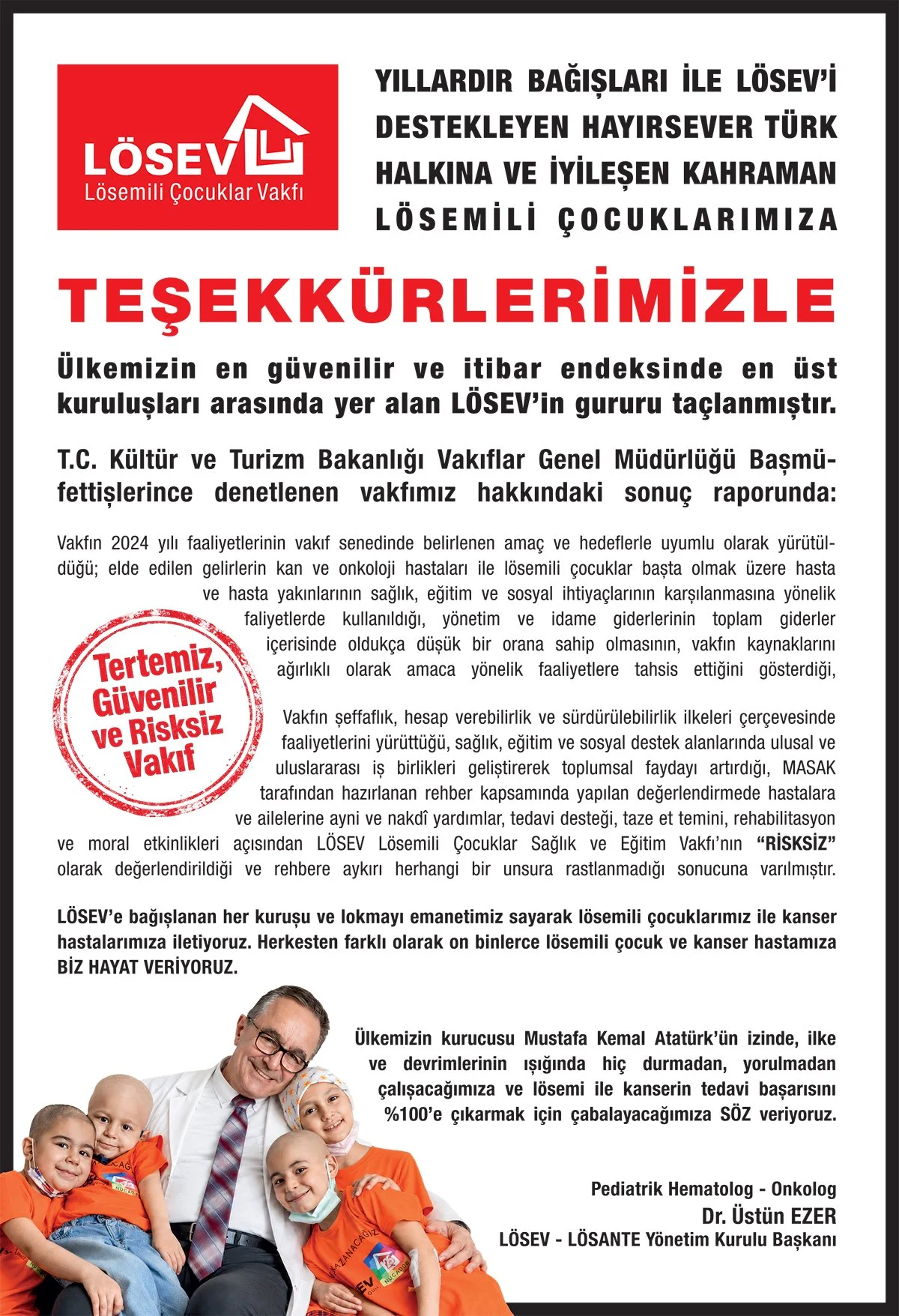 LÖSEV’den bağışçı ve gönüllülerine teşekkür