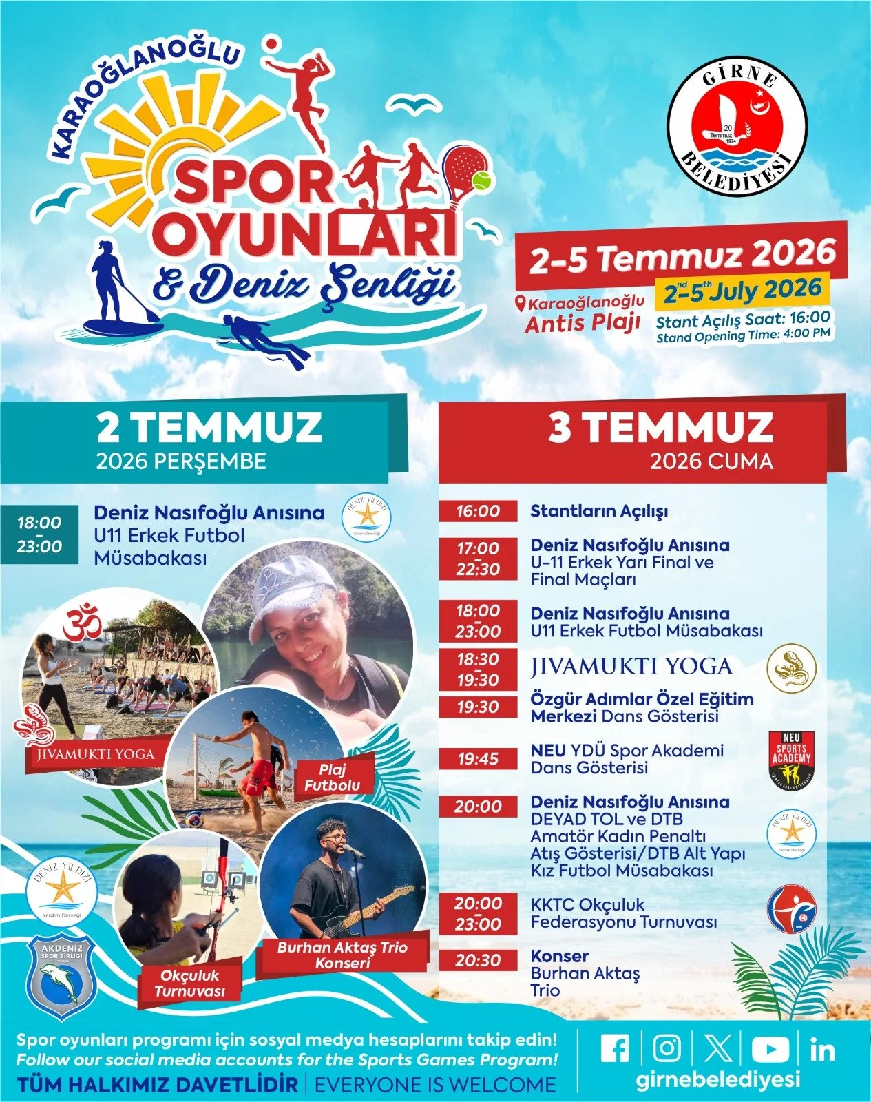Karaoğlanoğlu Spor Oyunları ve Deniz Şenliği yarın başlıyor