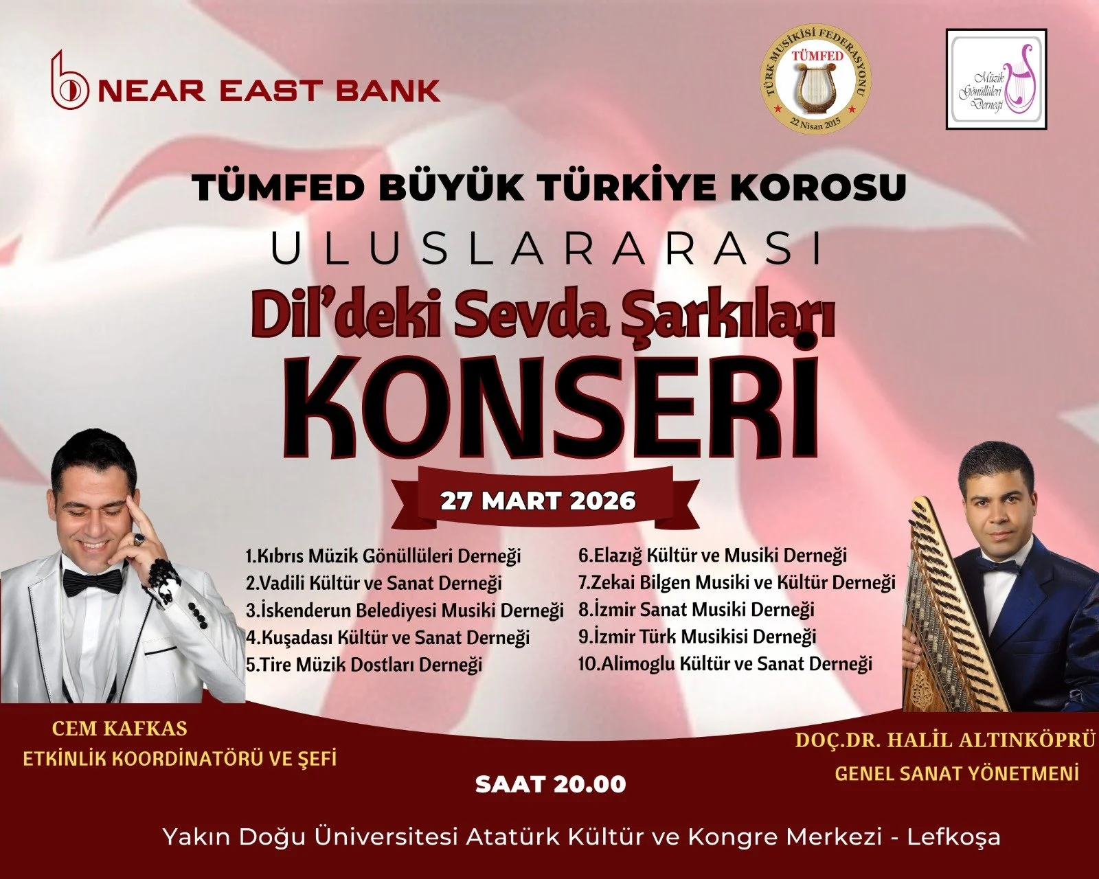 "Dil'deki Sevda Şarkıları"… TÜMFED’e bağlı 10 koronun katılacağı konser cuma akşamı Lefkoşa’da