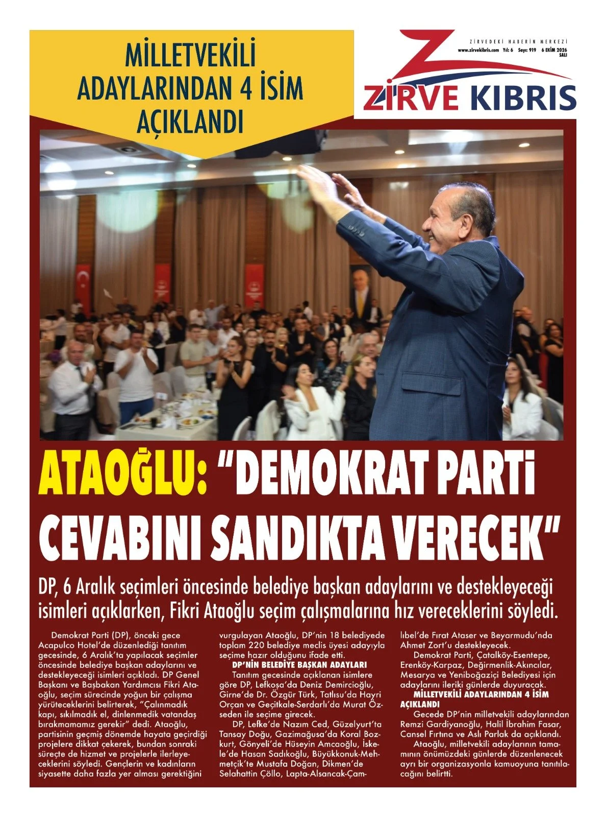 Zirve Kıbrıs - 6 Ekim 2026