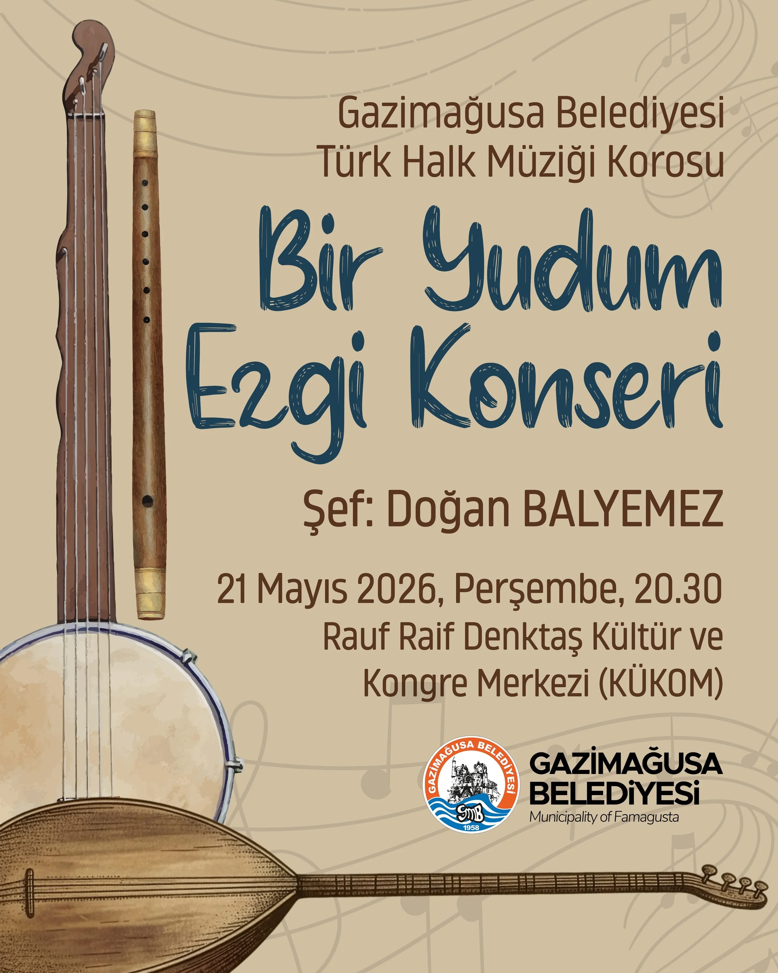 Gazimağusa Belediyesi Türk Halk Müziği Korosu “Bir Yudum Ezgi” konseri düzenliyor