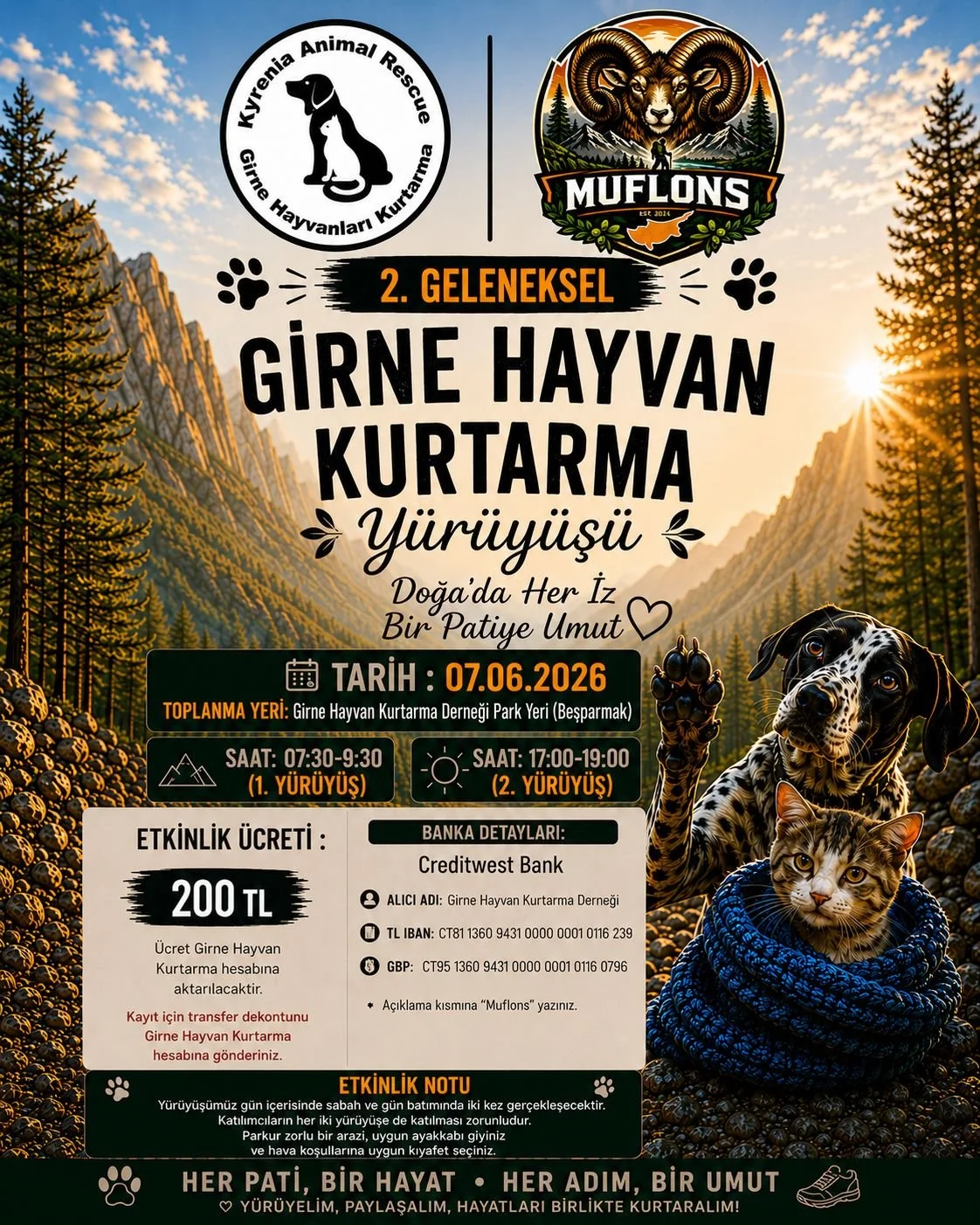 2.Geleneksel Girne Hayvan Kurtarma Yürüyüşü pazar günü düzenlenecek