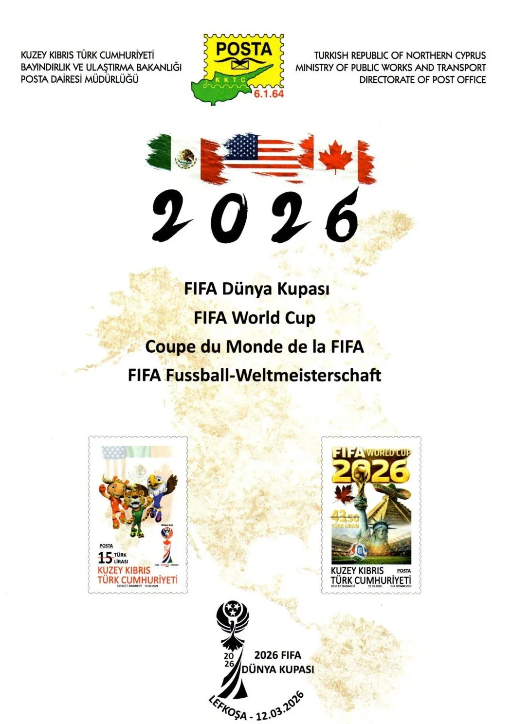 Posta Dairesi’nden “2026 FIFA Dünya Kupası” temalı pul serisi ve ilk gün zarfı