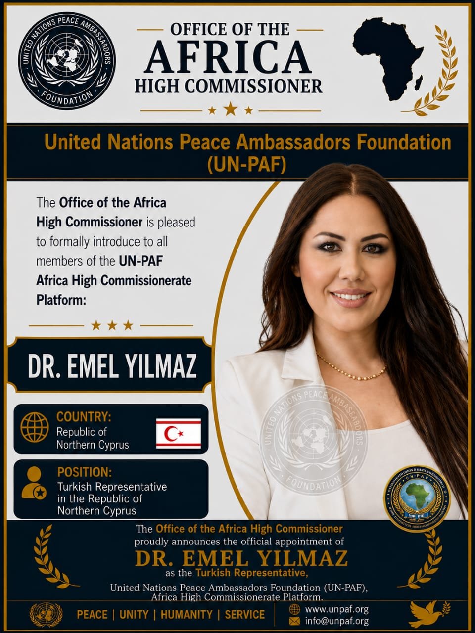 Akademisyen Yılmaz, UN-PAF Africa ve IYDEF-PEF tarafından Barış Elçisi olarak görevlendirildi
