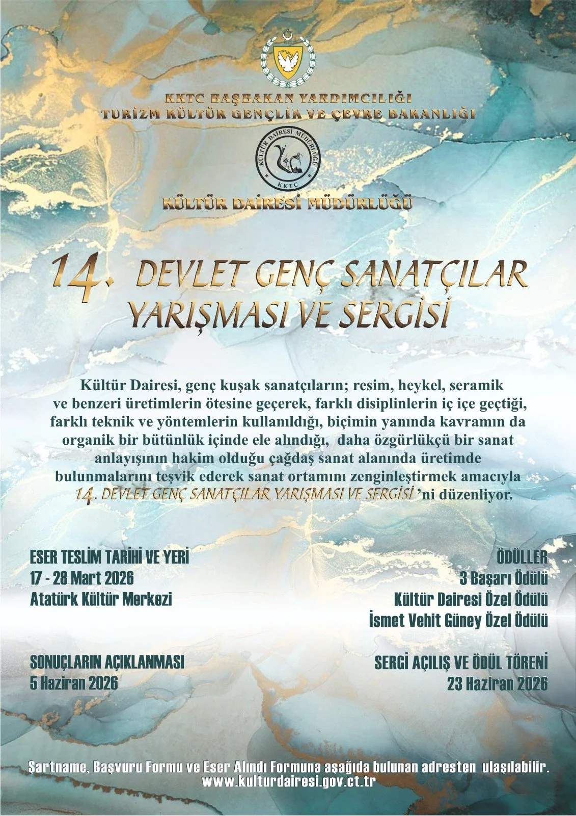 14. Devlet Genç Sanatçılar Yarışması ve Sergisi için 11-22 Mayıs 2026 tarihlerinde başvuru kabul edilecek