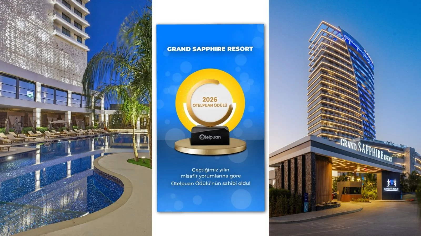 Grand Sapphire Resort , 2026 Otelpuan Ödülü ile Türkiye’nin en beğenilen ilk 100 oteli arasında