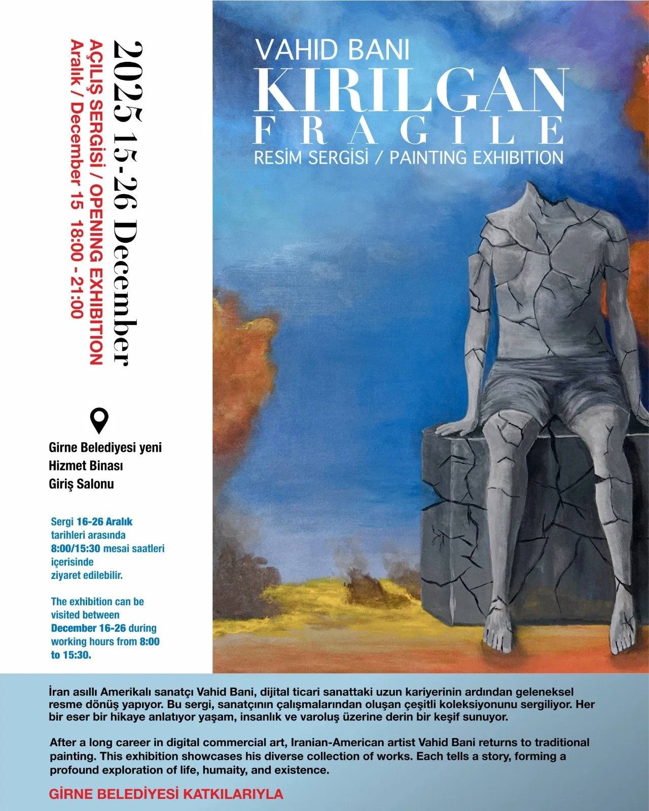 Vahid Bani’nin ‘Kırılgan’ adlı resim sergisi 15 Aralık’ta sanatseverlerle buluşacak