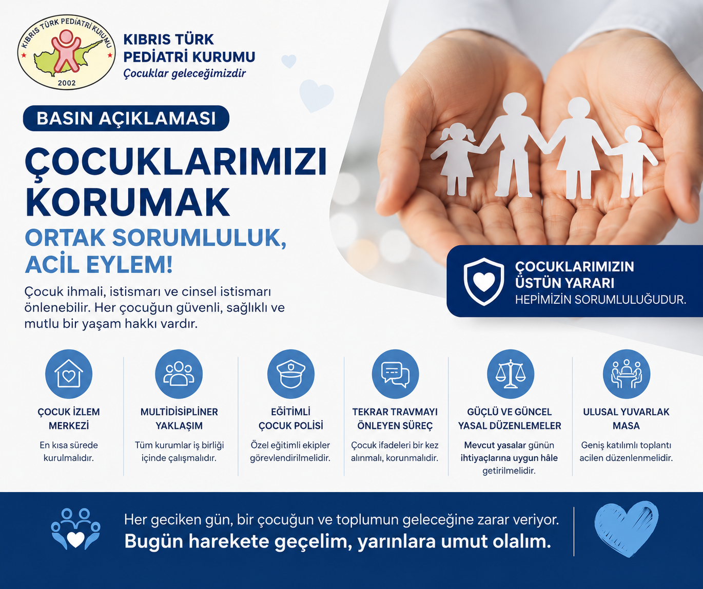 Pediatri Kurumu, Çocuk İzlem Merkezi ve çocuk koruma sistemi oluşturulması çağrısı yaptı