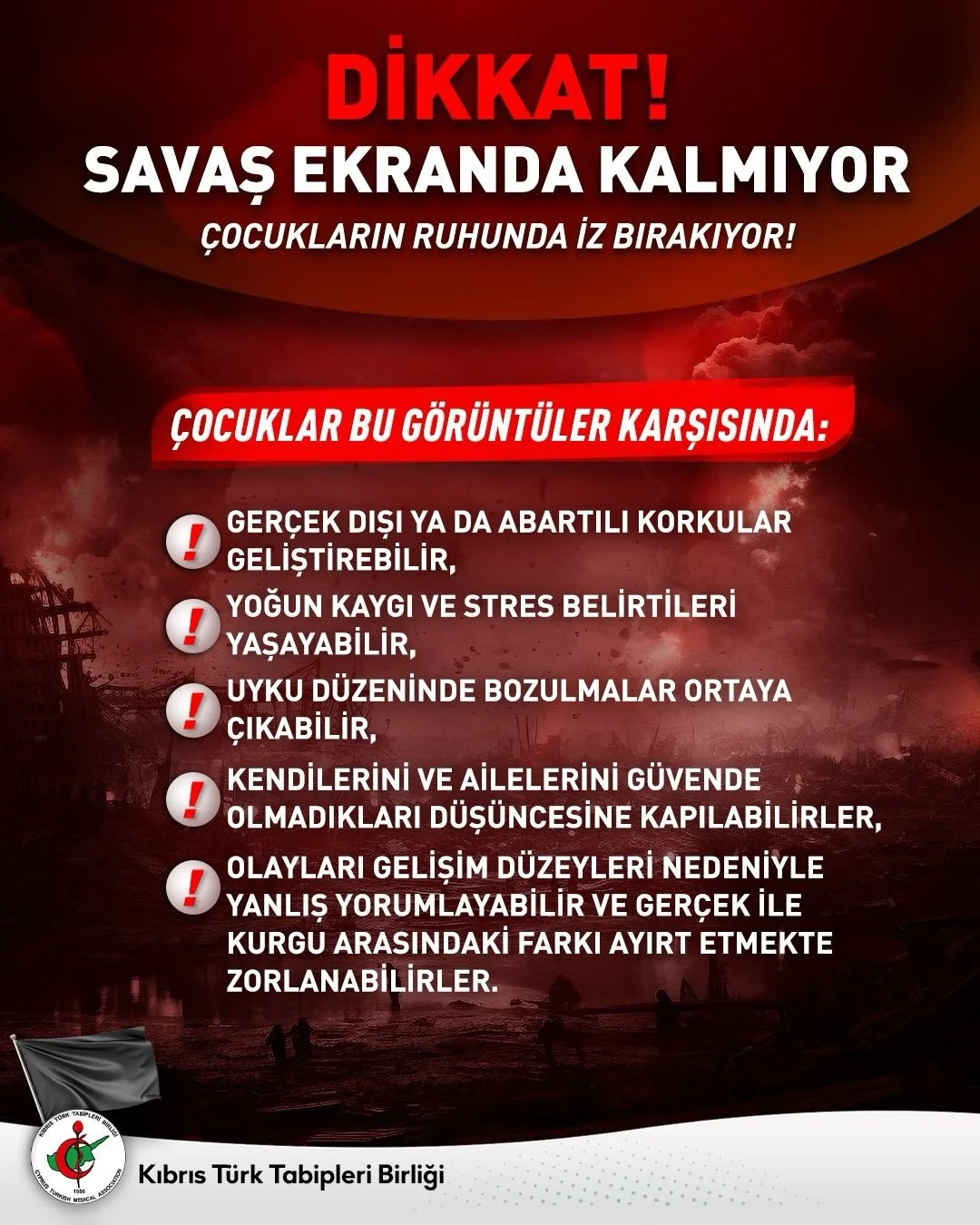 KTTB: “Savaş görüntüleri çocukların ruh sağlığını olumsuz etkileyebilir”