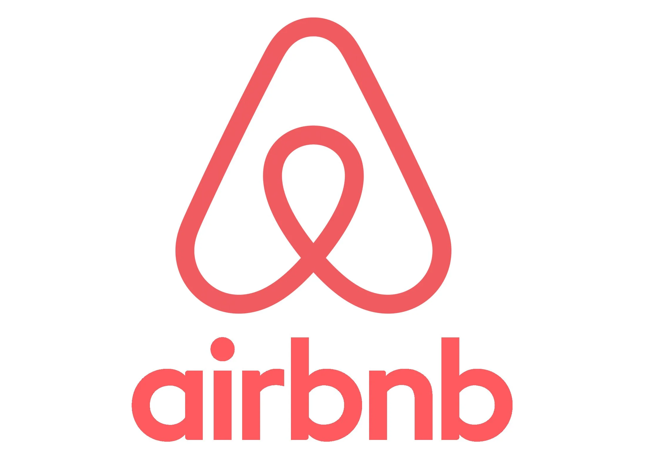 Pink outline graphic of a stylized mouse shape with a circle for a nose, above the partially visible words "airbnb" in red text.