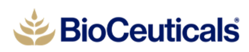 BioCouticals logo with gold wheat symbol and blue text on a white background.