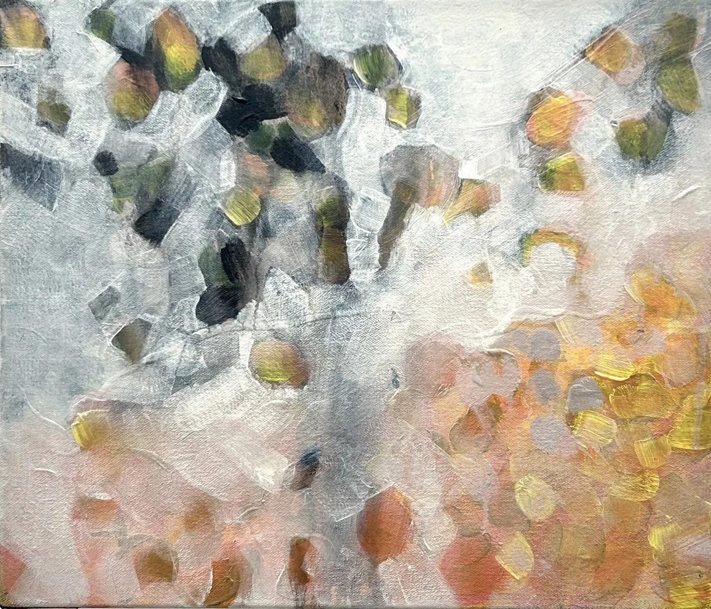 Untitled 2024, Acrylic and collage on canvas, 35.5 x 30.5cm