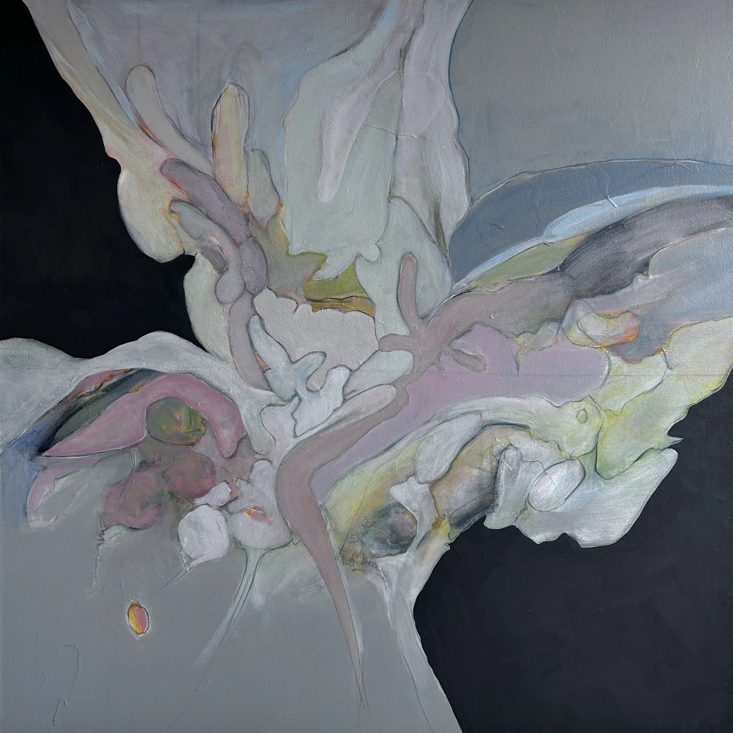 Continuum 2026,  Acrylic and soluble pencil on canvas 92 x 92cm