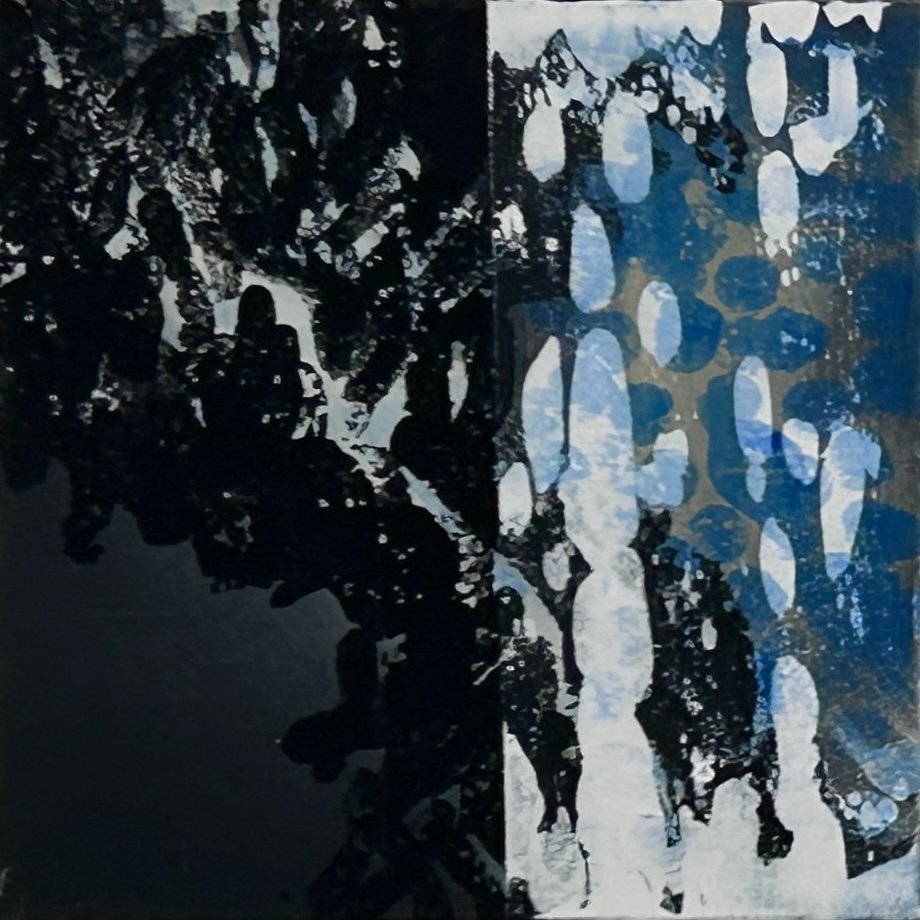 Untitled 2023, Acrylic and collage on canvas, 30 x 30cm