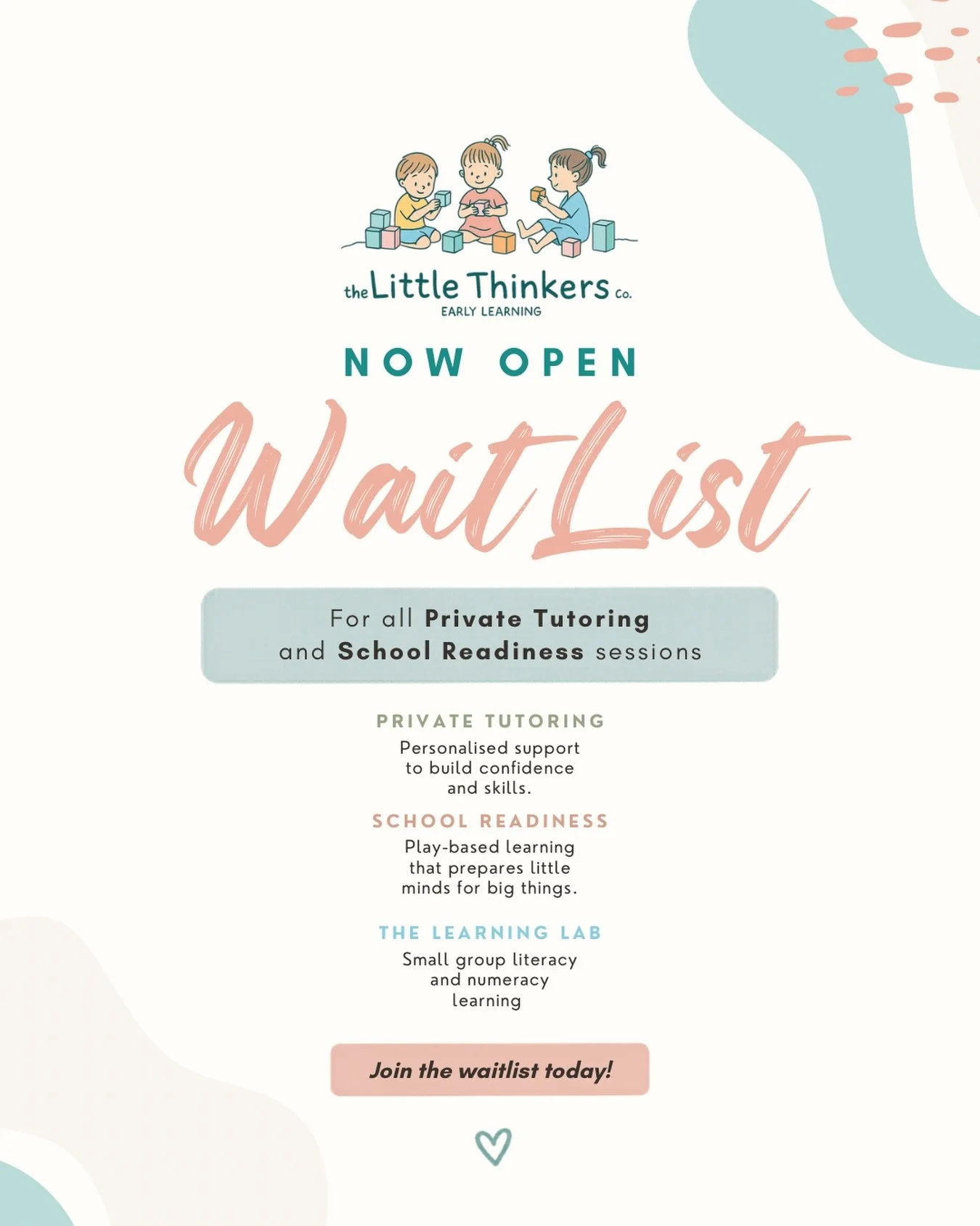 Private tutoring and school readiness places have quietly filled faster than ever this year 🫶🏼

We&rsquo;re now opening waitlists for upcoming private sessions and Little Thinkers school readiness programs.

If you&rsquo;ve been thinking about join