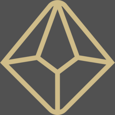 A simple, beige 3D wireframe diamond shape on a dark background.