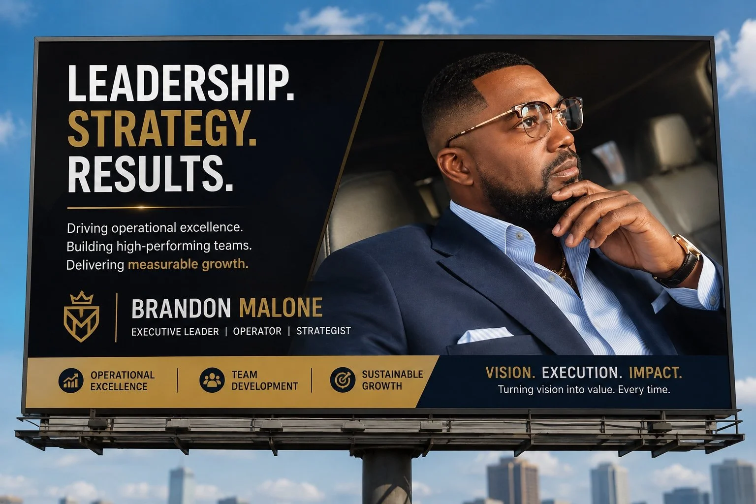 Brandon Malone, Founder and Principal of Trusted PCS, featured in a leadership and strategy graphic