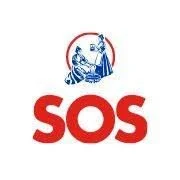 Logo rojo con las letras 'SOS' y un escudo con una figura de un animal y un símbolo en la parte superior