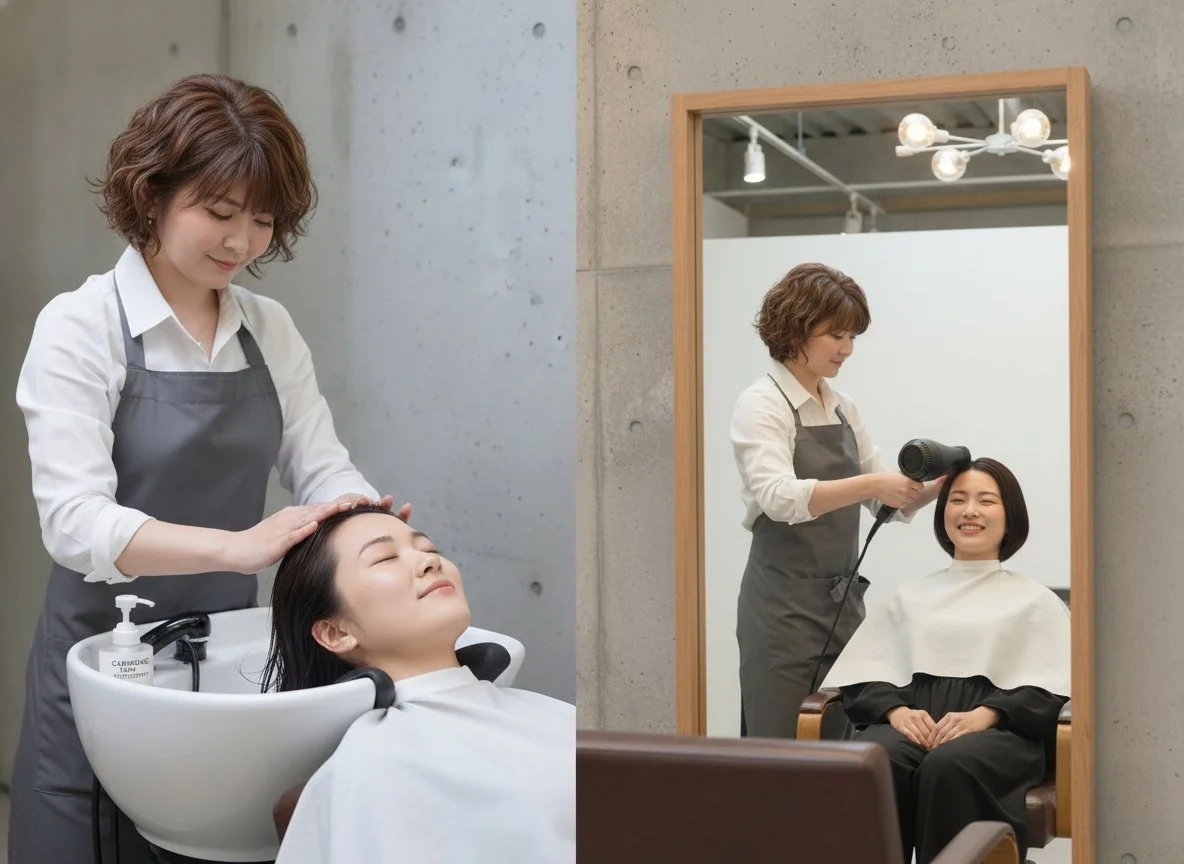 白いシャンプーボトルが5つ並んでいる。各ボトルには数字(1、3、5、7、9)と「COTA i CARE」というロゴと「SHAMPOO」の文字が書かれている。