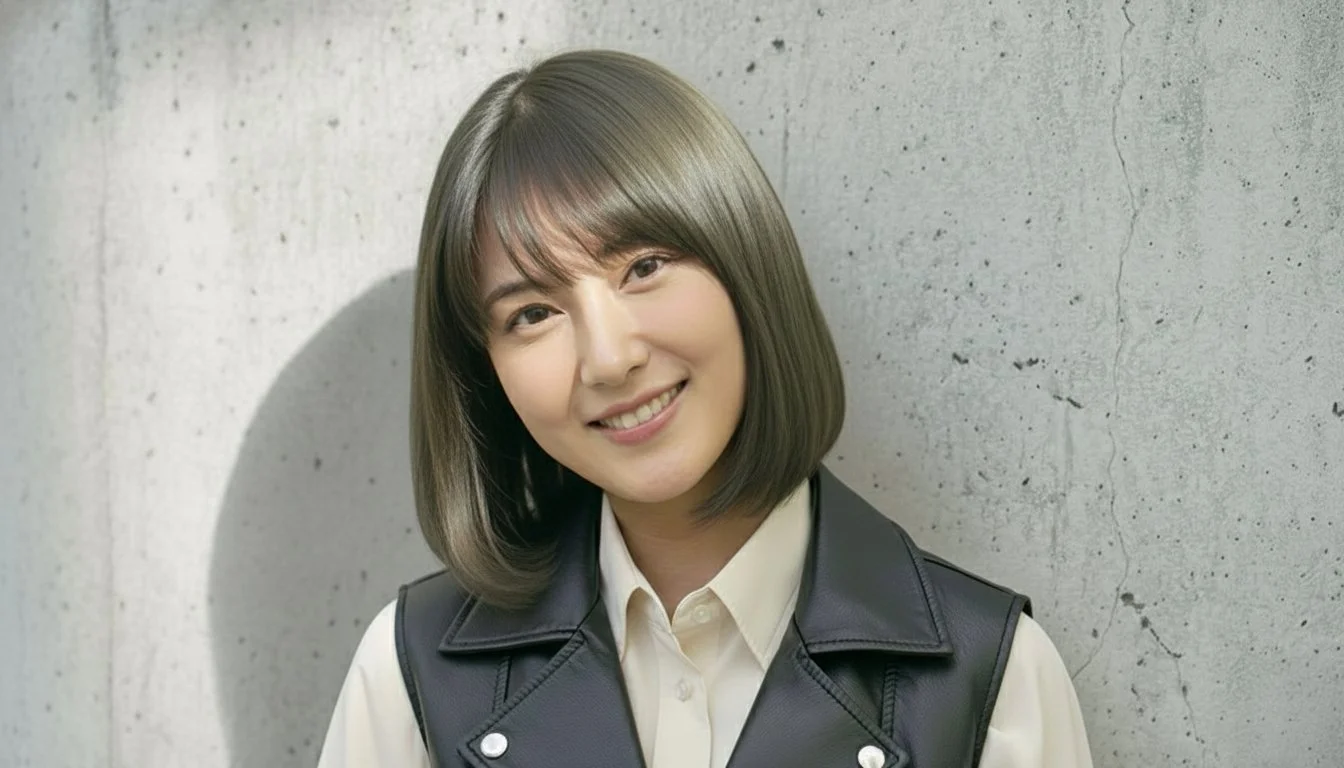 笑顔の若い女性が青いセーターを着ているポートレート