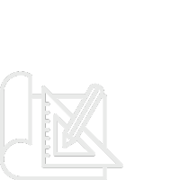 Icon of a notebook, ruler, and pencil on top of a folder or book.