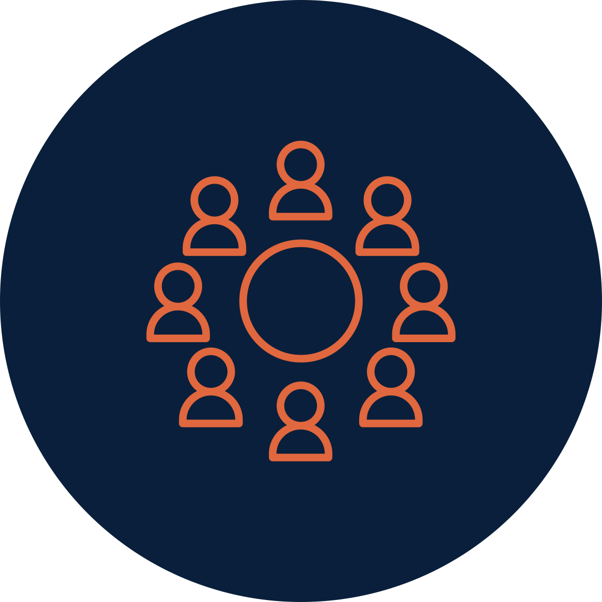 Icon of eight people seated around a circular table.