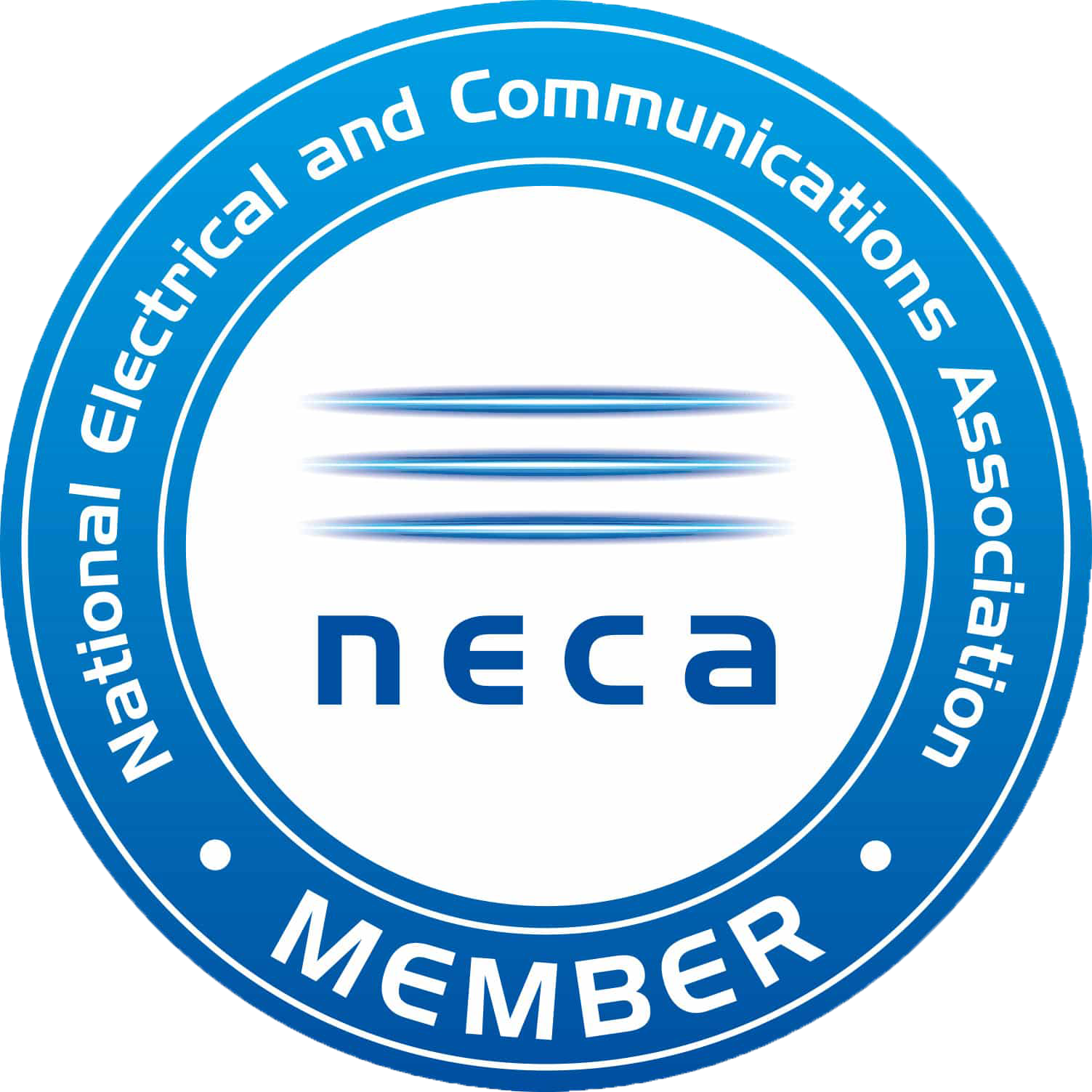 Blue circular NECA member logo, which Livesay Electrical is a member of.