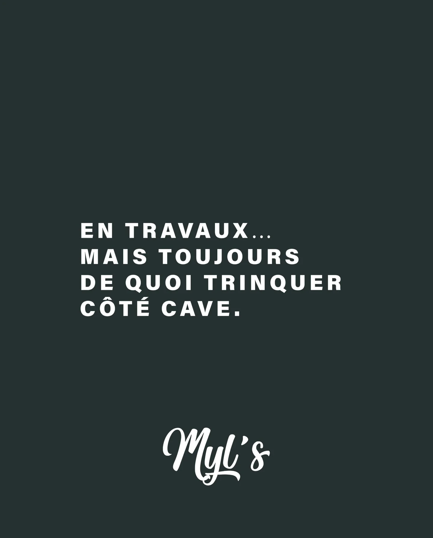 Le Myl&rsquo;s se refait une beaut&eacute; ✨

Le bar sera ferm&eacute; du 16 f&eacute;vrier au 4 mars pour travaux&hellip;
mais la cave reste ouverte pendant toute la dur&eacute;e. 🍷

De quoi continuer &agrave; passer, choisir une bonne bouteille et