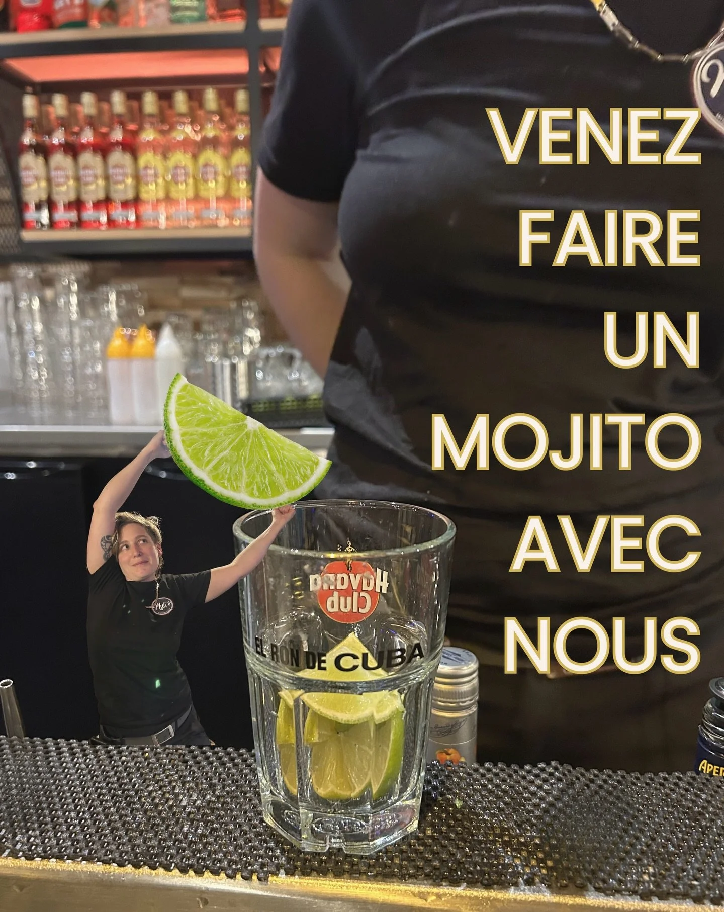 Mini format, maxi service ! 🍹

On a r&eacute;tr&eacute;ci notre barmaid pour qu&rsquo;elle s&rsquo;occupe personnellement de chaque d&eacute;tail de votre Mojito. Entre la menthe fra&icirc;che et la glace pil&eacute;e, tout est sous contr&ocirc;le..