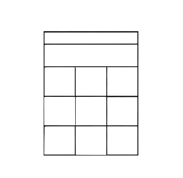 Geometric drawing of an outline square with sections divided by vertical, horizontal, and circle lines.