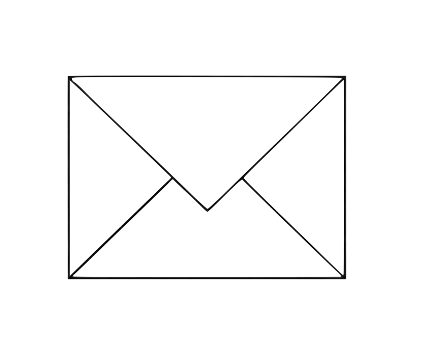 Geometric drawing of an outline square with sections divided by vertical, horizontal, and diagonal lines.