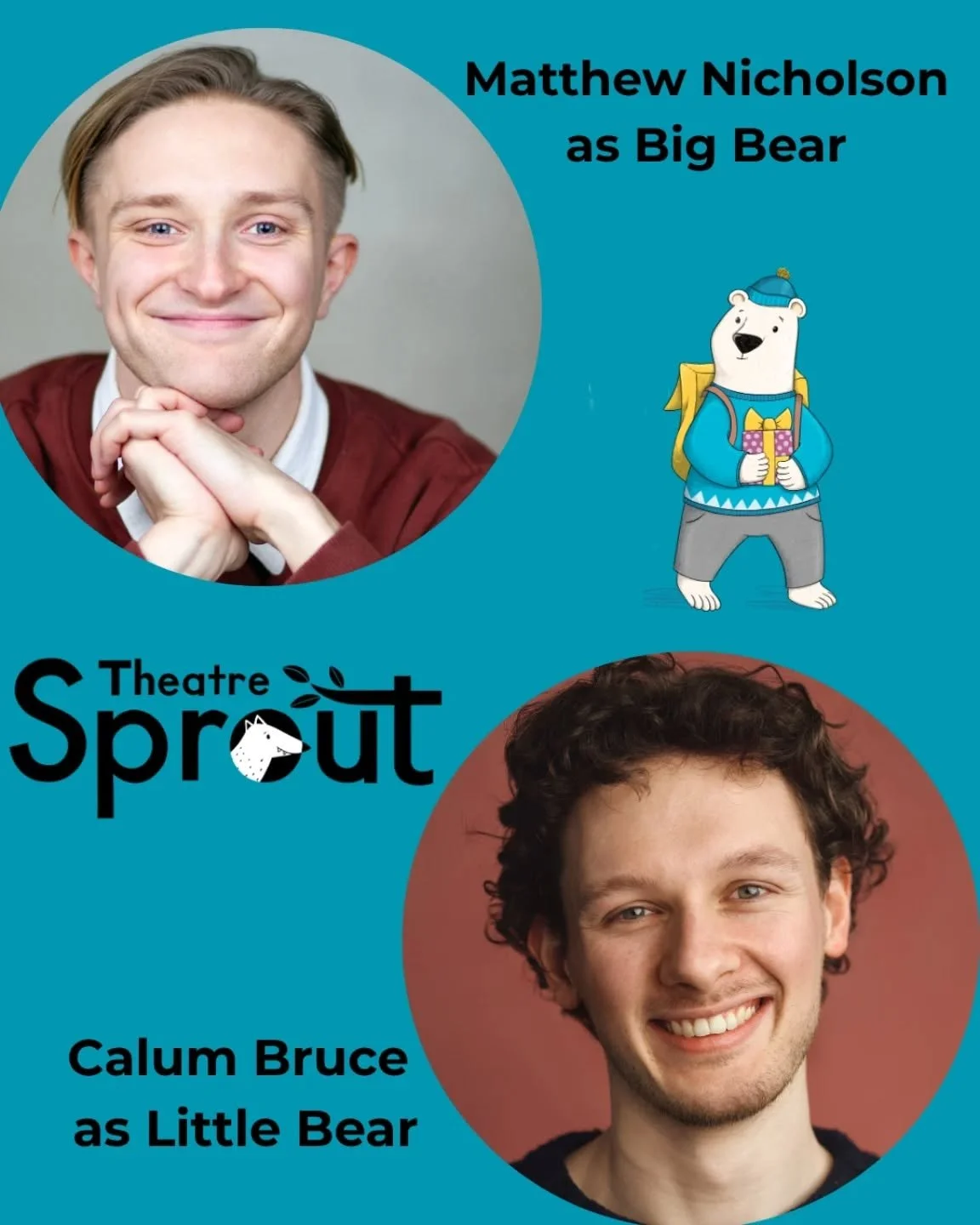Super excited to announce Big and Little Bear will be played by non other than Matthew Nicholson and Calum Bruce!
They are bearilliant, it's pawsome to have them on the team for Bearly There.

Touring schools in December then you can catch it @arc_st