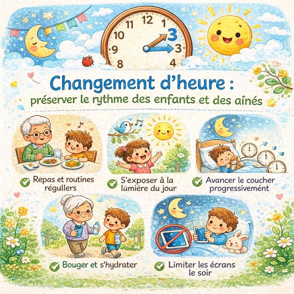Changement d&rsquo;heure : prot&eacute;gez le rythme de toute la famille, petits et grands !