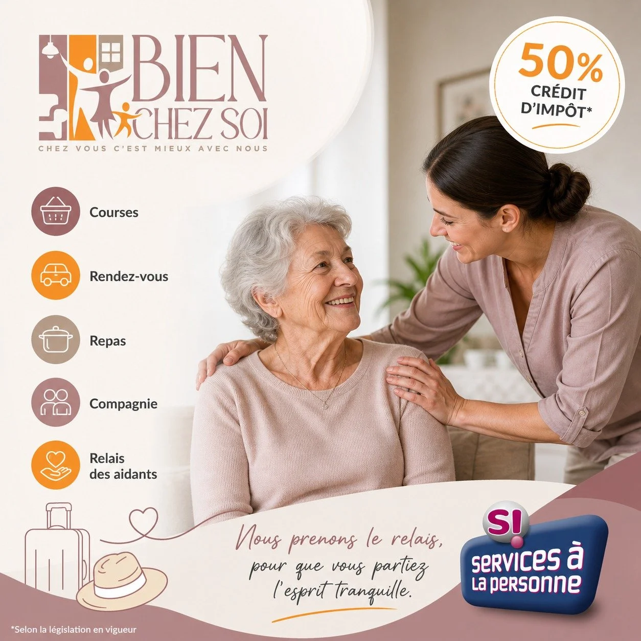 Les vacances approchent&hellip; et avec elles, une question revient souvent : comment partir sereinement sans laisser un proche seul &agrave; la maison ?

Chez BienchezSoi &ndash; Service &agrave; la personne, nous accompagnons les personnes s&eacute