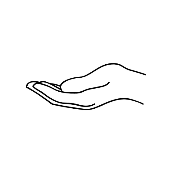 Line drawing of a hand holding a smartphone.