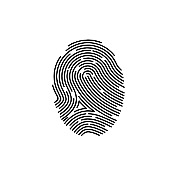 A black and white fingerprint pattern.