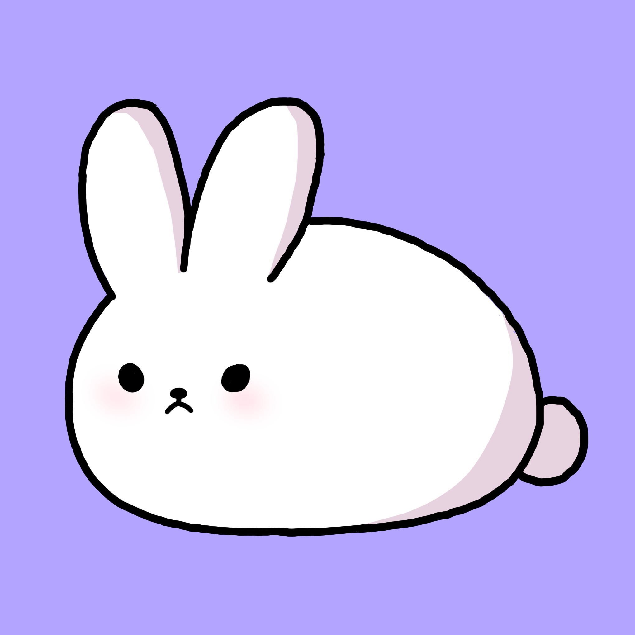 白いうさぎのキャラクター、シンプルなイラスト、紫色の背景