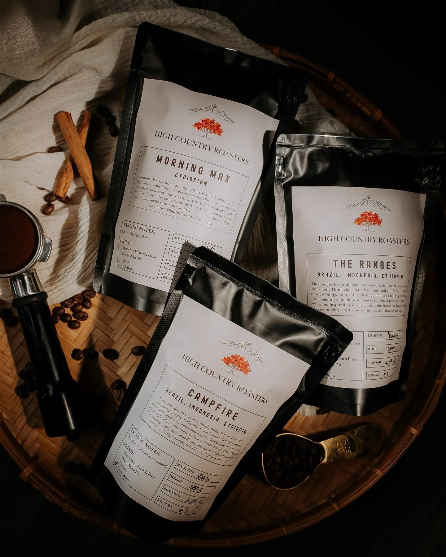 Our blends are named after the places and moments that inspire us &mdash; Morning Max, The Ranges, Campfire.

Each one roasted in small batches right here in the hills, made to bring a bit of that warmth to your cup wherever you are.

Which one&rsquo