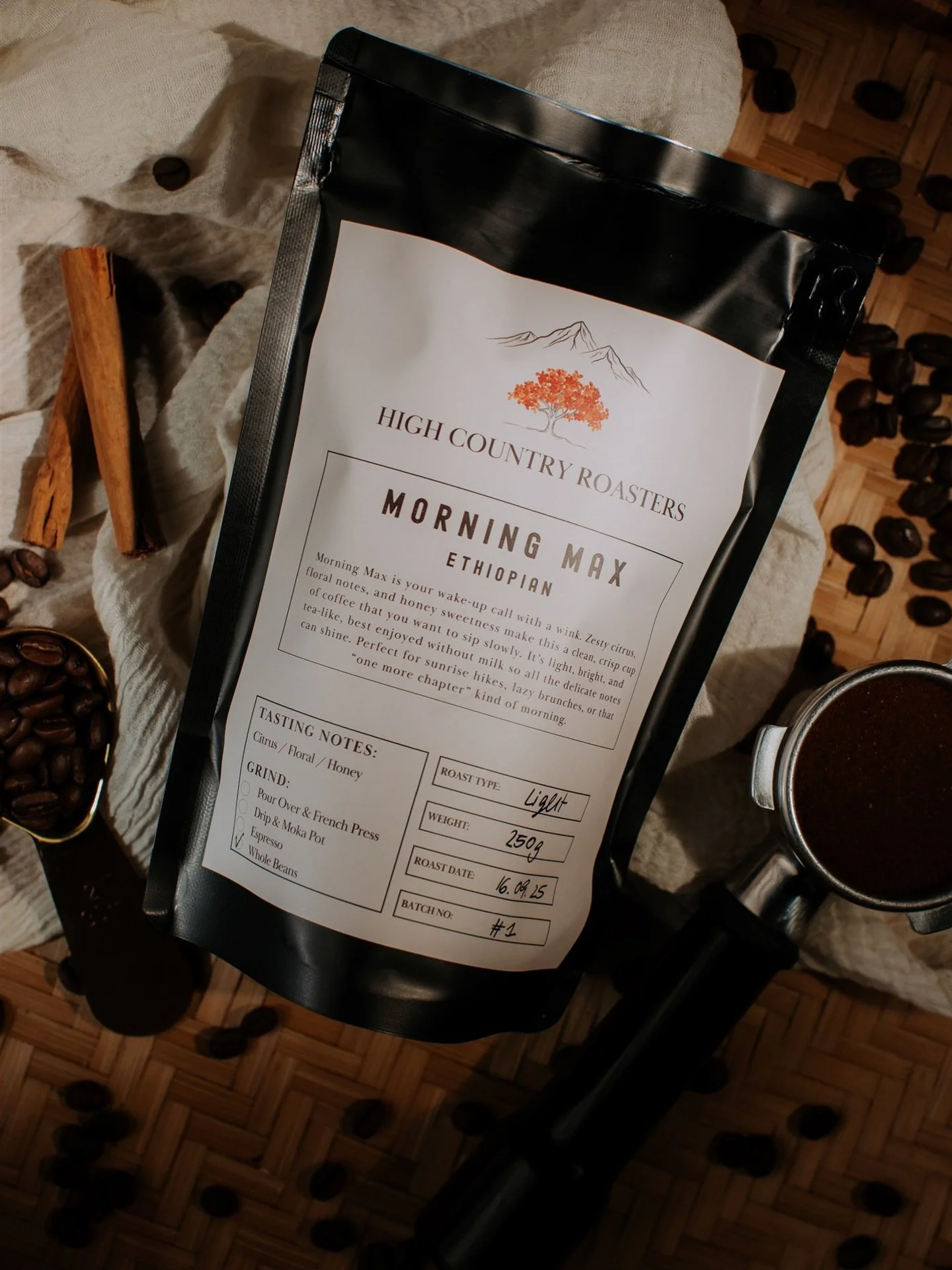 Not all strong mornings have to be dark.

Morning Max is our light roast Ethiopian &mdash; bright, crisp, and full of life. Expect citrus, soft florals, and a little honey sweetness that wakes you up without that heavy, bitter finish.

This one&rsquo