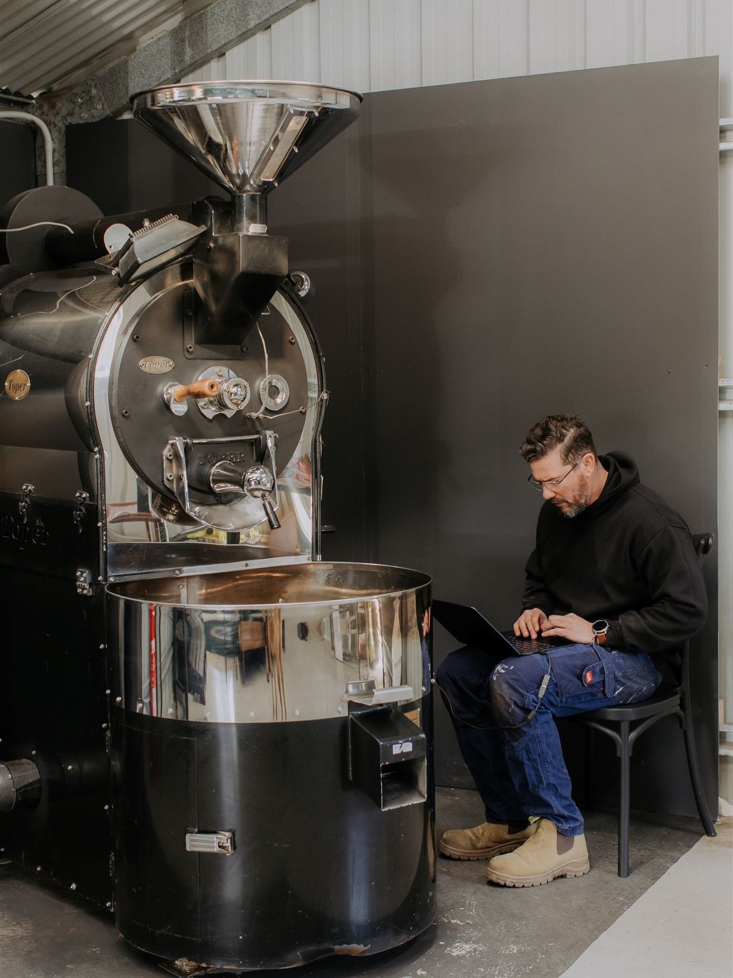 A lot of people see the bag on the shelf.
They don&rsquo;t always see this part.

Sitting beside the roaster.
Watching the curve.
Making small adjustments that most people will never notice, but you&rsquo;ll taste.

Every batch is a chance to refine 