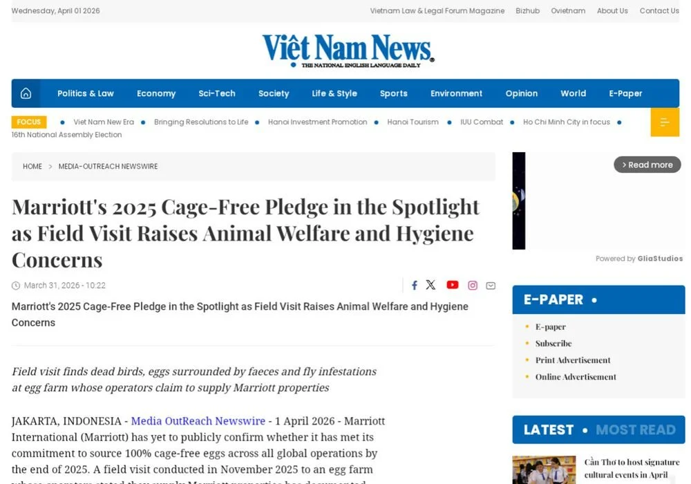 Screenshot of article on Việt Nam News
