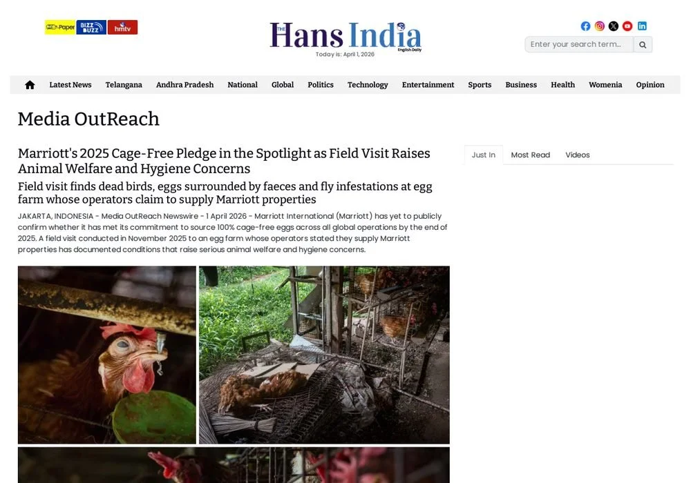 Screenshot of article on The Hans India