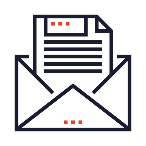 Contact Us by Email - An icon of an envelope with a letter inside, symbolizing email or mail communication.