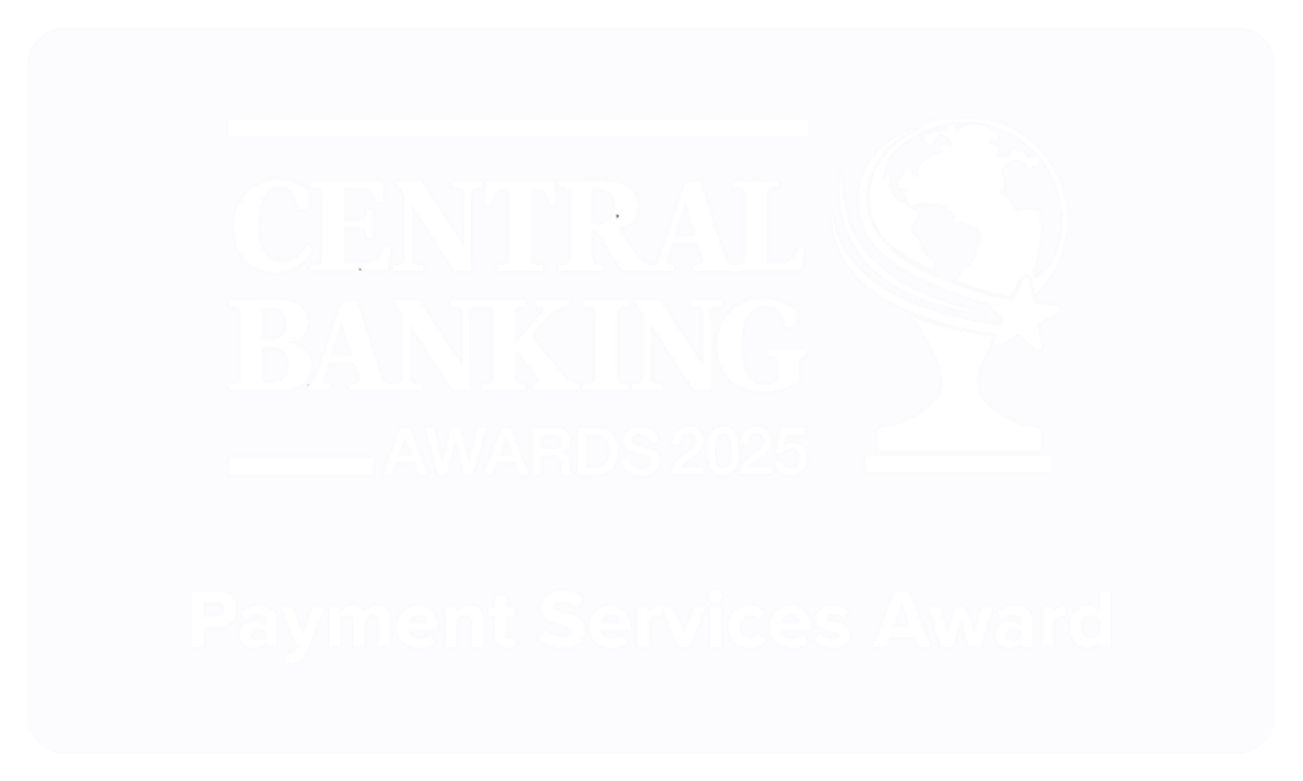 Award plaque from the Central Banking Awards 2025 for Payment Services.