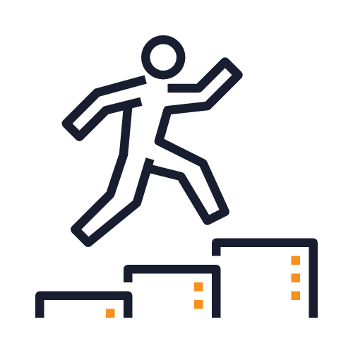 Growith - Line drawing of a person jumping over obstacles