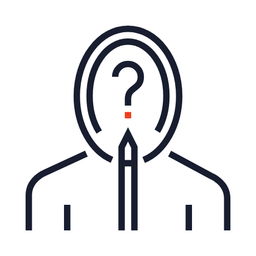 Representation of a person with a question mark over the head, symbolizing confusion or uncertainty.