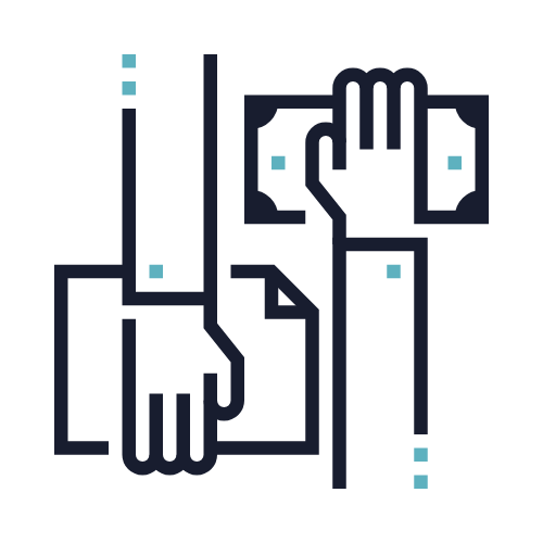 Anti-Bribary - Line art illustration of two hands gripping each other's wrists in a handshake