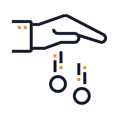 Graphic of a hand dropping coins.